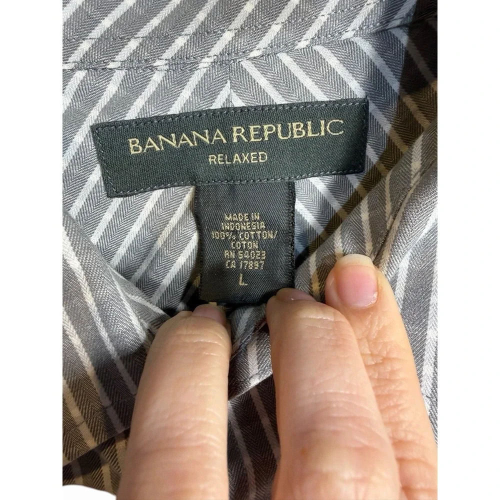 banana republic relaxed fit men long sleeve button down‎ shirt size large cotton